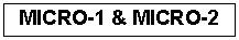 Text Box: MICRO-1 & MICRO-2